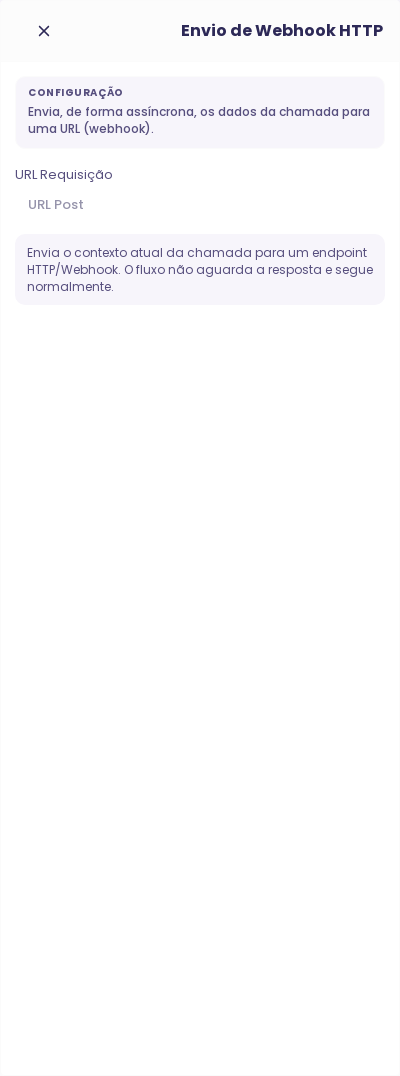 Configuração do node Envio de Webhook HTTP no fluxo de voz