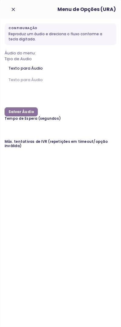 Configuração do node Menu de Opções (URA) no fluxo de voz