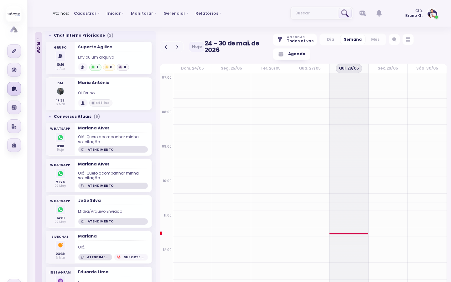 Agenda de tarefas do CRM em visão semanal para organizar próximas ações
